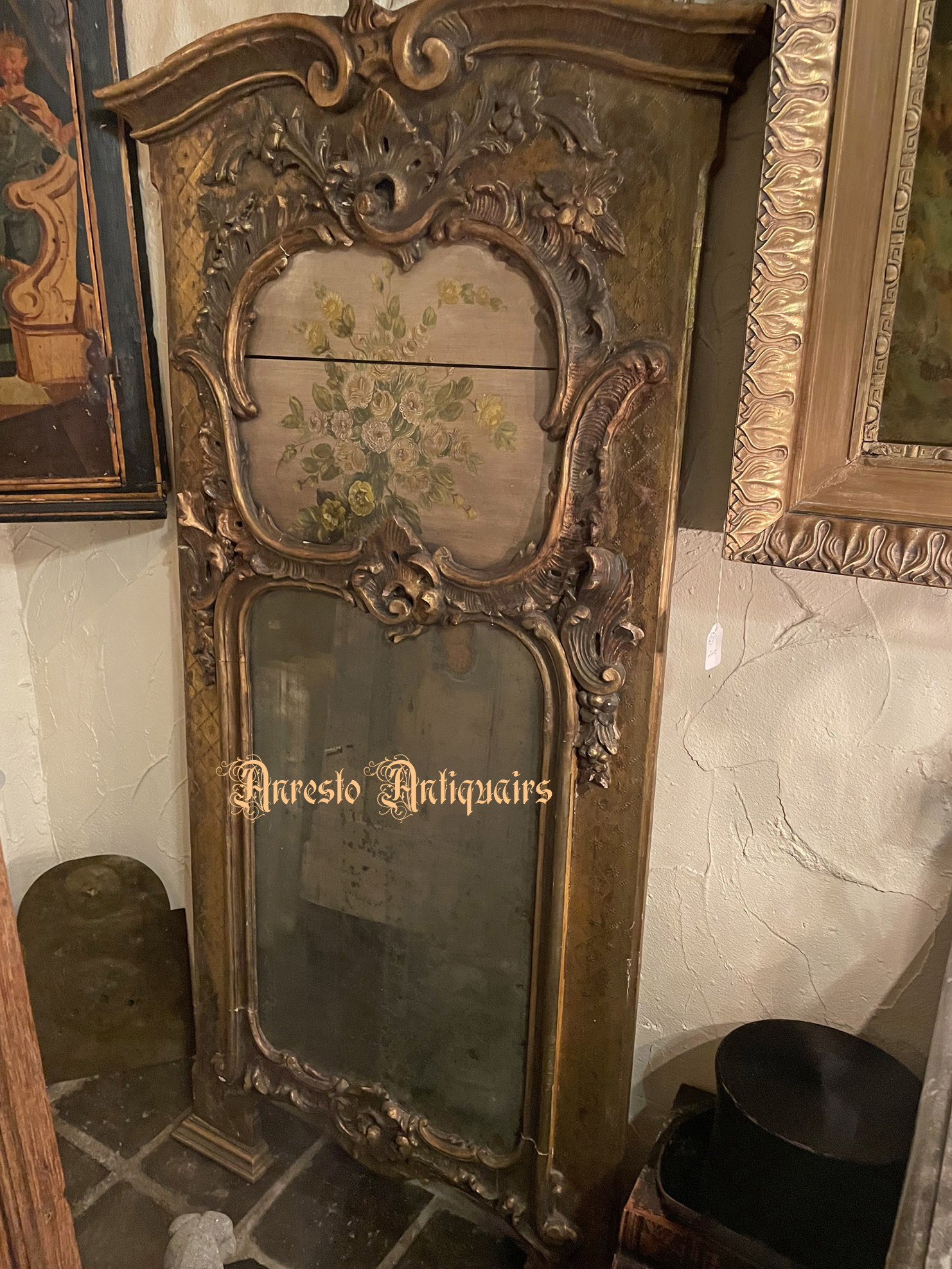 Antieke schouw spiegel in Louis XV stijl 