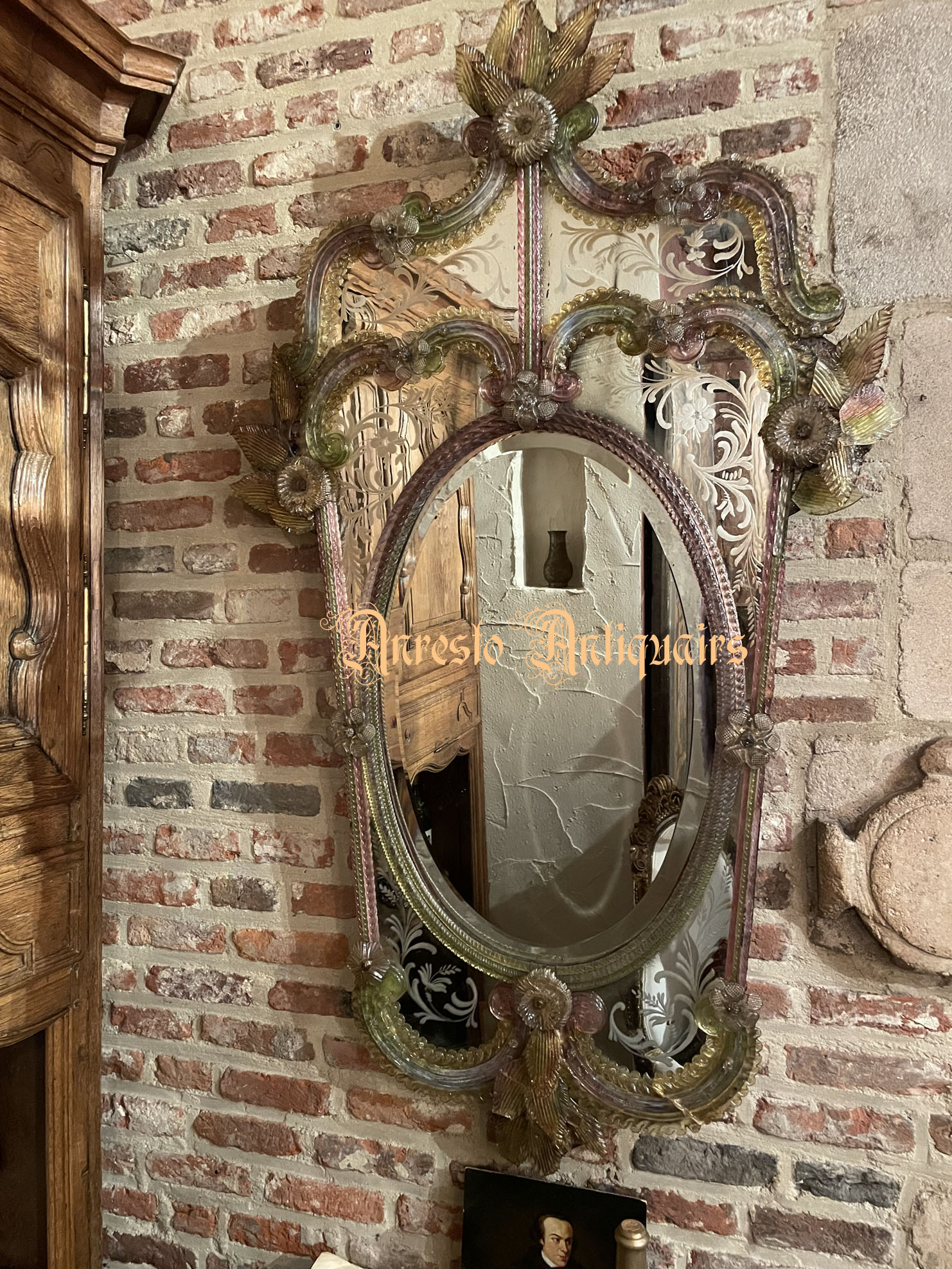 ~klik vergroting~ Antieke Venetiaanse wandspiegel 