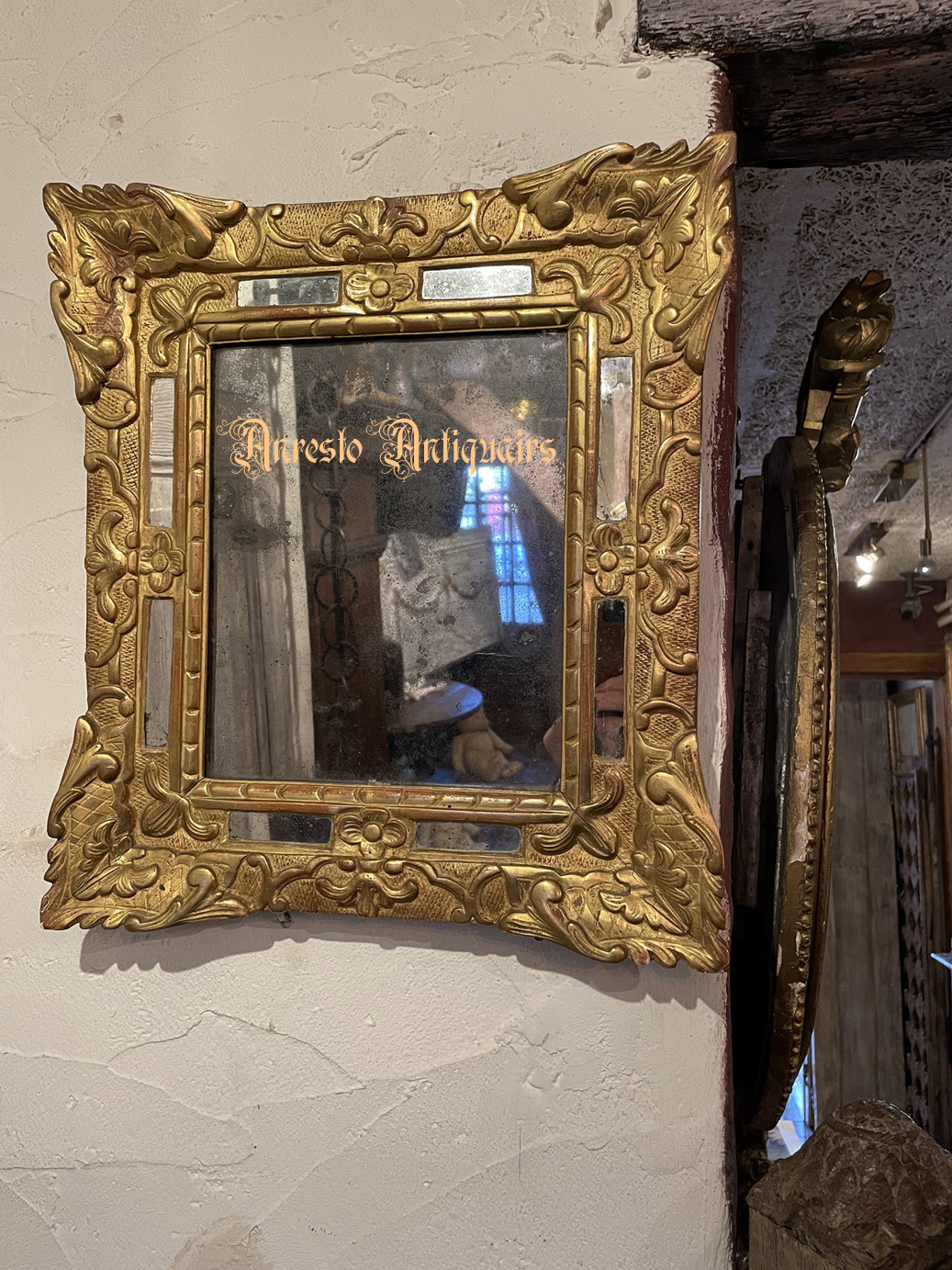 ~klik vergroting~ Antieke Italiaanse barok spiegel