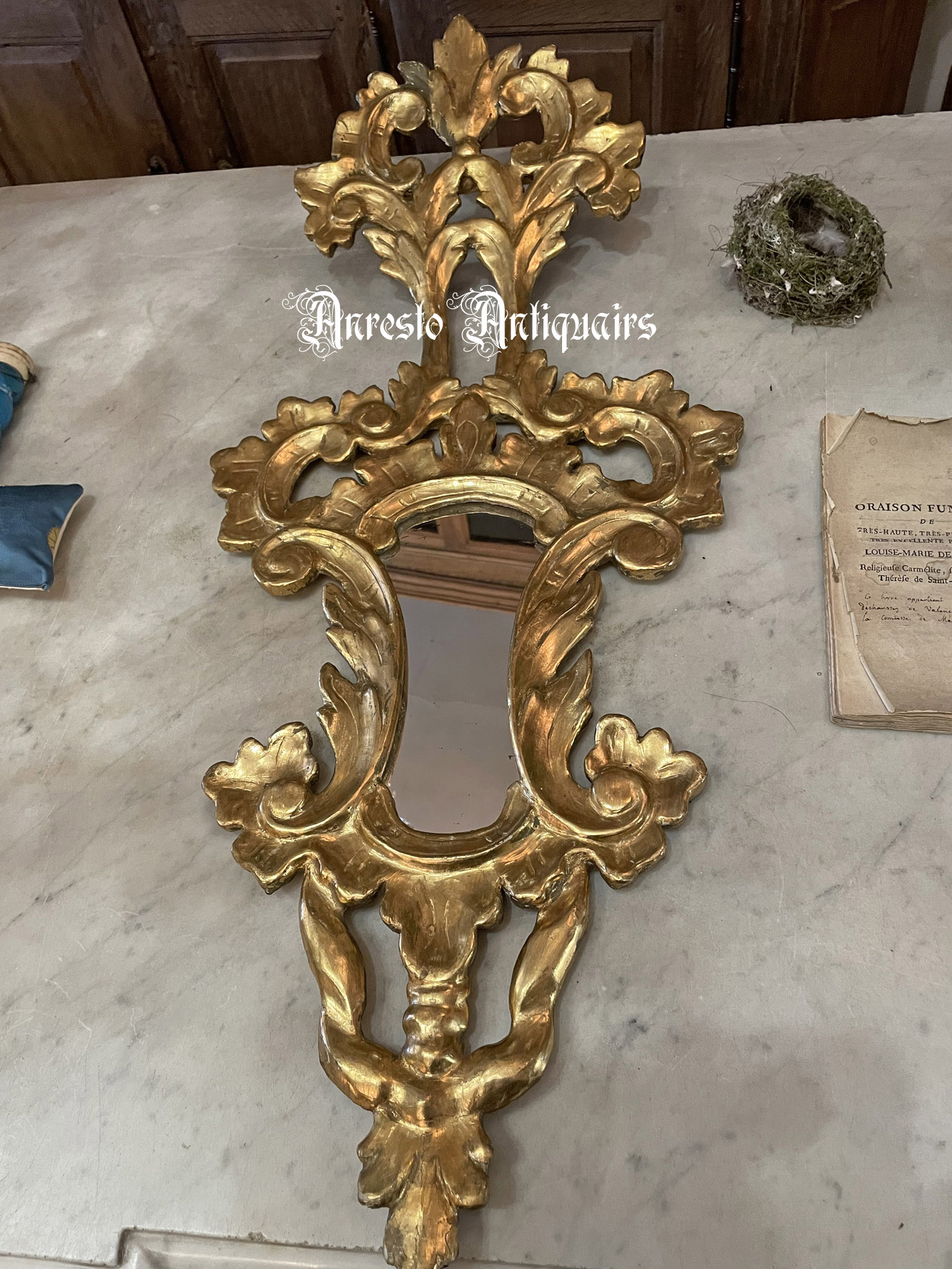 ~klik vergroting~ Antieke Venetiaanse houten spiegel 