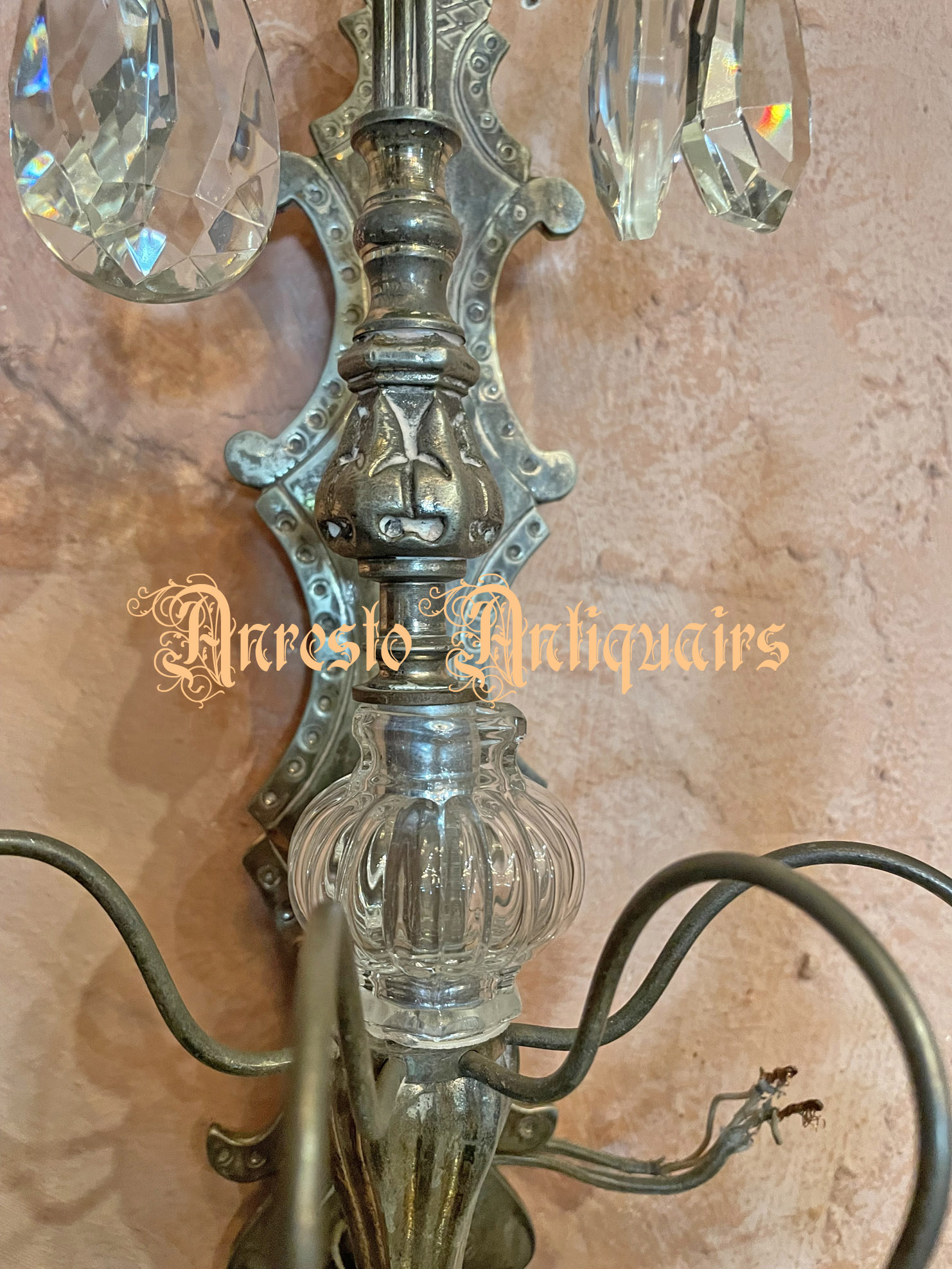 Stel van 2 antieke wandlampen</option>
