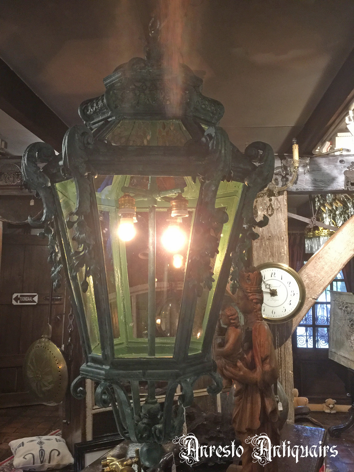 Antieke zeldzame ijzeren lantaarnlamp