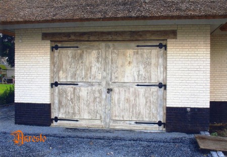 Exclusieve Dubbele garagepoort in antieke 18de eeuwse gebleekte eik, Anresto